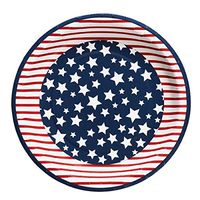 X&O Paper Goods TW12-21994 X&O Paper Goods Red, White, and Blue American Flag Disposable Paper Dinner Plates, 8pc, 10.5" D