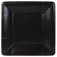 24 Disposable Square Paper Plates - Grosgrain Border - Black (7" Salad/Dessert Plate)