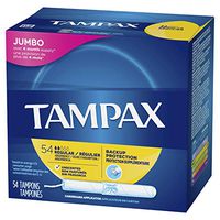 Tampax Cardboard Applicator Tampons, Regular Absorbency, 54 Count - Pack of 2 (108 Total Count)