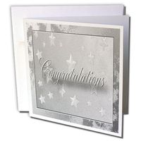 3dRose Greeting Cards, 6 x 6 Inches, Pack of 12, Silver Stars Congratulations (gc_20152_2)