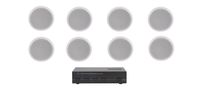 Home Audio Whole House Speaker System- 8 Ceiling Speakers 4PR- Flush 5.25" Round Speakers & Switcher