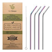 Up2Green Stainless Steel Straws for 30 oz 20 oz Tumblers, Metal Straws set of 4 & 1 COTTON (Plastic Free) Cleaning Brush, 10.5 inch Extra Long Reusable Drinking Straws for Yeti Ozark Rtic FDA Approved