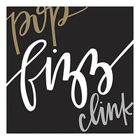 Graphique Pop Clink Fizz Party Napkins - 20 Soft Triple-Ply Tissue Napkins With Cursive"Pop Clink Fizz" Message on Black Background, 5" x 5"