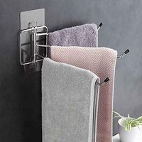 Xisheep Towel Hanger, Towel Bar 180 Degree Towel Rack Bathroom Kitchen Wall-Mounted Owel Rack Bathroom Products Home Decorations, for Easter Silver