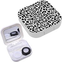 Portable Contact Lens Case Box Travel Kit Mirror + Bottle + Tweezers Container Holder [ Leopard Fur ]