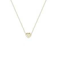 Tiny Gold Initial Heart Necklace-14K Gold Filled Handmade Dainty Personalized Letter U Heart Choker Necklace Gift for Women Kids Child Alphabet Necklace Jewelry (U)