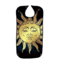 Adult Bibs with Crumb Catcher, Reusable Clothing Protector, Washable Waterproof Dining Eating Bib for The Eldly Elderly Senior Men and Women (Sun)