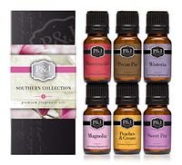 Southern Set of 6 Premium Grade Fragrance Oils - Pecan Pie, Peaches & Cream, Magnolia, Wisteria, Honeysuckle, and Sweet Pea