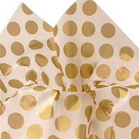 240ea - 20" X 30" Gold Medium Dots/White Tissue Paper Christmas