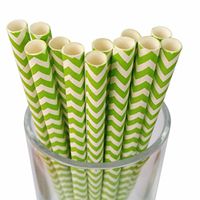 Free DHL 500 pcs Lime Green Chevron Paper Straws Bulk, Lime Green and White Zig Zag Paper Drinking Straws for Party, Wedding, Birthday, Mason Jar Straws