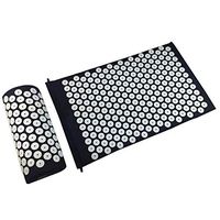 Qinlee Back and Neck Pain Relief Acupressure Mat and Pillow Set, Chronic Back Pain Treatment - Relieves Your Stress of Lower Upper Back and Sciatic Pain - Black