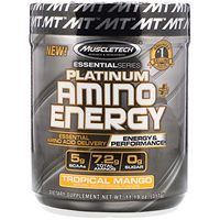 BCAAs 5000 mg Amino Acids Platinum Amino 7.2 g Total Aminos 3:1:1 BCAA Matrix Plus Energy Tropical Mango 11.19 oz 317 g