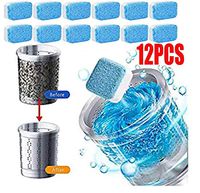 12 Pieces Solid Washing Machine Cleaner Effervescent Tablet Washer Cleaner Deep Cleaning Remover with Triple Decontamination for Bath Room Kitchen