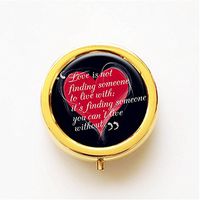 RhyNSky Love Isnt Finding Someone You Can Live with Quote Mini Gold Portable Pocket Purse Pill Box Case Pillbox, 3 Compartments -276