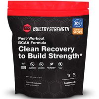 BuiltByStrength Post Workout Recovery Drink - NSF Certified Pure BCAA, Creatine and Glutamine Fruit Punch Blend - Tastes Great, Dissolves Completely and Easily With No Gritty After Taste (30 Servings)