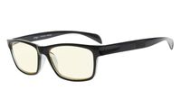 Eyekepper UV Light Filter (UV400) Protection Anti-Fatigue Computer Glasses Anti Blue Light Blocking Memory Flex Frame, Yellow Tinted Lenses (Black Transparent,+1.50)