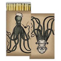 Decorative Octopus Match Boxes with Long Kitchen Matches Great for Lighting Candles, Grills, Fireplaces and More | Set of 3 Match Boxes