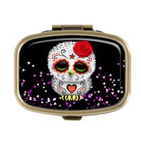 Guojew Skull owl Custom Fashion Square Pill Box Tablet Holder Pocket Purse Organizer Case Decoration Box