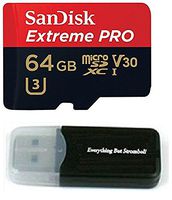 Sandisk 64GB 4326596692 Extreme Pro 4K Memory Card works with DJI Mavic Pro, Spark, Phantom 4, Phantom 3 Quadcopter 4K UHD Camera Drone - UHS-1 V30 64G Micro SDXC with Everything But Stromboli Reader