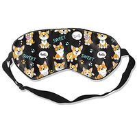 Cute Dogs Corgi Natural Silk Smooth Eye Mask,Pressure-Free Sleep Mask Adjustable Blindfold, For Adult Kids Teens Sleeping Shift Work Naps Travel Eye Cover