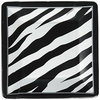 Disposable Classic Black and White Zebra Stripes Square Dessert Plates Party Tableware, Paper, 7" x 7", Pack of 18