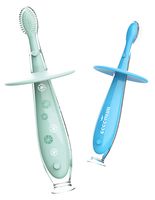 Baby Toothbrush Silicone Eccomum 2 Pack Infant Training Toothbrush, 100% Food Grade Silicone, Extra Soft/Tough Bristles, BPA/PVC/Phthalate Free, Anti-chocking/Anti-Fall Design, Unisex