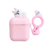 UR Sunshine AirPods Case, Super Cute Funny Lying Cartoon Animal Soft Silicone Case Cover Protective Skin for AirPods1/AirPods 2+Ring Lanyard-Rabbit
