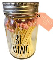 Rae Dunn Artisan Collection Colored Matches 100 Count! Be Mine Design Glass Jar Match Sticks Decorative! Pink Matches Home Decor Candle Accessory! Choose Your Design! (Be Mine)