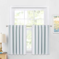 PONY DANCE 36 Inches Curtain Valances - Rod Pocket Window Covering Light Filtering and Privacy Protection Tiers for Home Decoration, 42 x 36 Inches, Greyish White, Set of 2