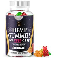XOBO Hemp Gummies for Relaxation, Sleep & Anxiety Relief - Strong 3000mg Hemp Edible Gummy Bears In Delicious Fruit Flavors - 50mg Hemp Seed Extract + 10mg Melatonin Gummies for Insomnia - 60 Servings