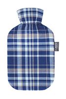 Fashy Hot Water Bottle with Tartan Cover, 2 Litre, Litre (Marine)
