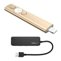 Logitech Spotlight Presentation Remote (Gold) with Knox 3.0 4 Port USB HUB Bundle