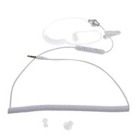3.5mm Air Tube Stereo Wired Anti-Radiation Earpiece, Single in-Ear Vacuum Spiral Conduit Earbuds Earphone with Microphone & Volume Control for iPhone Samsung MP3 Tablet PC White