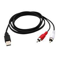 1.5M USB A Male to 2X RCA Phono Male Av Cable Cord Tv Aux Adapter Line
