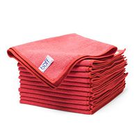 Buff Microfiber Cleaning Cloth | Red (12 Pack) | Size 16" x 16" | All Purpose Microfiber Towels - Clean, Dust, Polish, Scrub, Absorbent