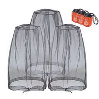 Anvin Mosquito Head Nets Gnat Repellant Head Netting for No See Ums Insects Bugs Gnats Biting Midges from Any Outdoor Activities, Works Over Most Hats Comes with Free Stock Pouches (3pcs, Black)