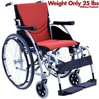 Karman Healthcare S-Ergo 125 16" Seat Width, Ultra Lightweight Ergonomic Wheelchair, Fixed Wheels - 25 lbs in Pearl Silver with Orange Cushions
