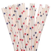 Red and Blue Stars Paper Straws (75)