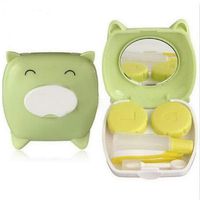 Susens Contact Lens Case Travel Portable Lovely Piggy Storage Box With Mirror Tweezer (Random Color)