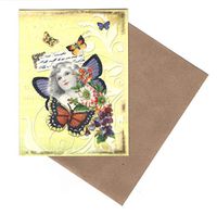 Michael's Indie Girl Set of 6 Embellished Blank Notecards ~ Dear Friends (3.75" x 5"; Brown Envelopes)