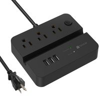 Desktop Power Strip Surge Protector (1080Joules), 3 USB Ports 3 AC Outlets, Overload Protection, TECKIN, Charging Station, Multitude Outlets, 5ft Extension Cord - Black