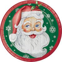 Creative Converting 332101 Classic Santa Dinner Plates Green