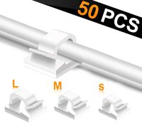 50pcs White Adhesive Cable Clips, Wire Clips,Car Cable Organizer,Cable Holder,Cable Wire Management,Cable Holder for Car,Office and Home（Included S Size M Size and L Size Cable Clips）
