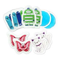 Kids Ice Pack(10-Pack) for Boo Boos Injuries by WORLD-BIO, Reusable Children's Fun Cartoon Pack Pain Relieve for Teething, Headaches, Small Round Cold Gel Pack Comfort for Breastfeeding, Post Surgery
