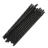 Vibola Colorful Reusable Hard Plastic Stripe Drinking Straws Party Decoration 10pcs Straws (Black)