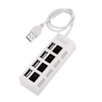 AkoMatial Portable High Speed Multifunction 4 Ports USB 2.0 High Speed Power ON/Off Switch Hub Adapter for Computer Laptop