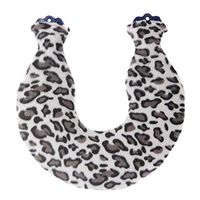 1.6L Neck/Shoulder Hot Water Bottle Water-Filled Bag with Leopard Villus Cover