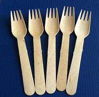 500-PACK Disposable Wooden Forks - Disposable Wood Cutlery Silverware - WHOLESALE …