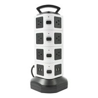 ETL UL1363 Certification Tower Power Strip Surge Protector White and Black 14 AC Outlet and 4 USB Charging Station 110V Tower Station with 6.5 feet 14 AWG Power Cord