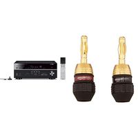 Yamaha RX-V683BL 7.2-Channel MusicCast AV Receiver with Bluetooth, Works with Alexa & AmazonBasics Speaker Connector Banana Plugs - 6 Pairs
